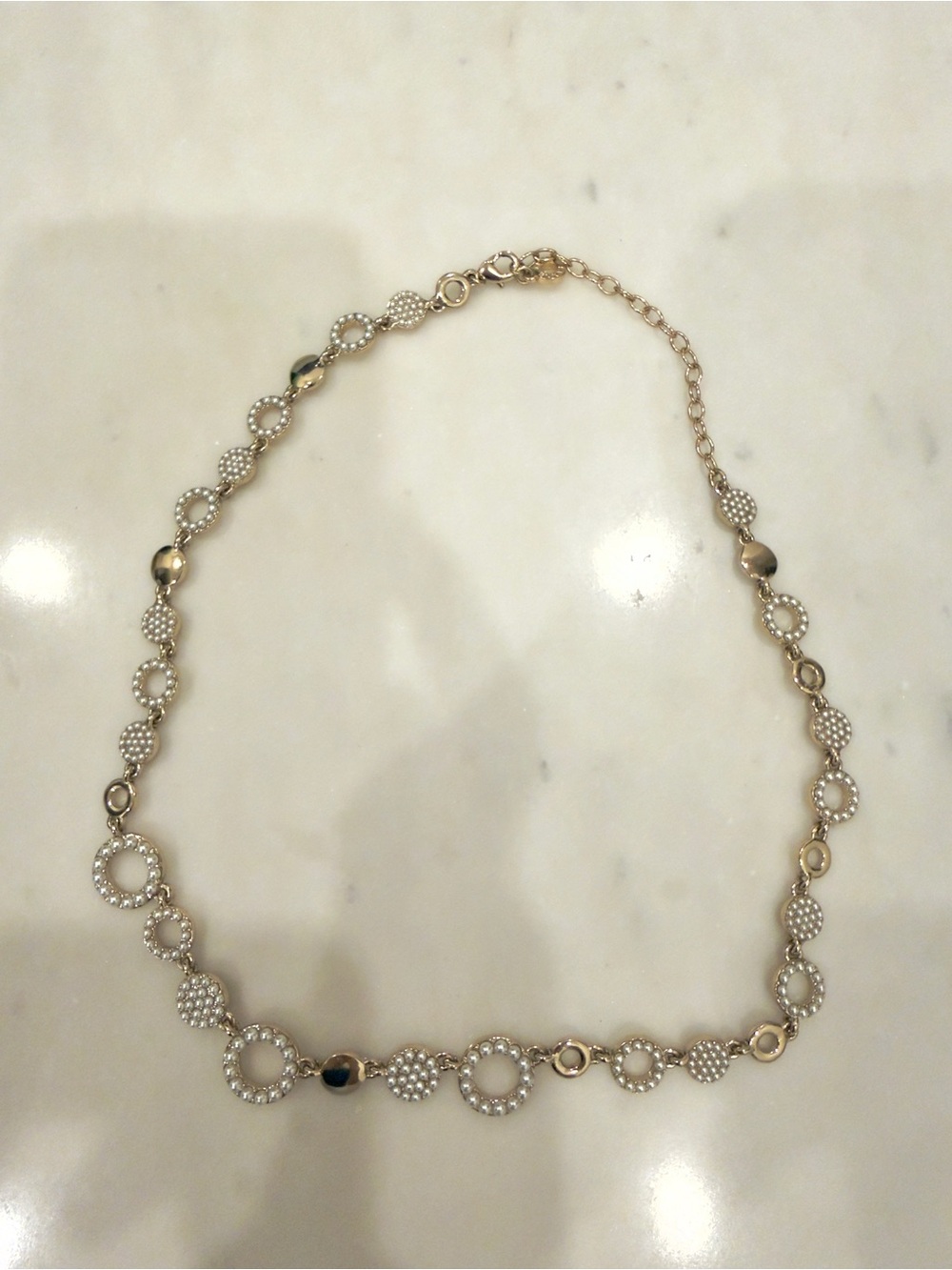 Elegant Gold-Tone Pavé Circle Link Necklace - Women's Jewelry